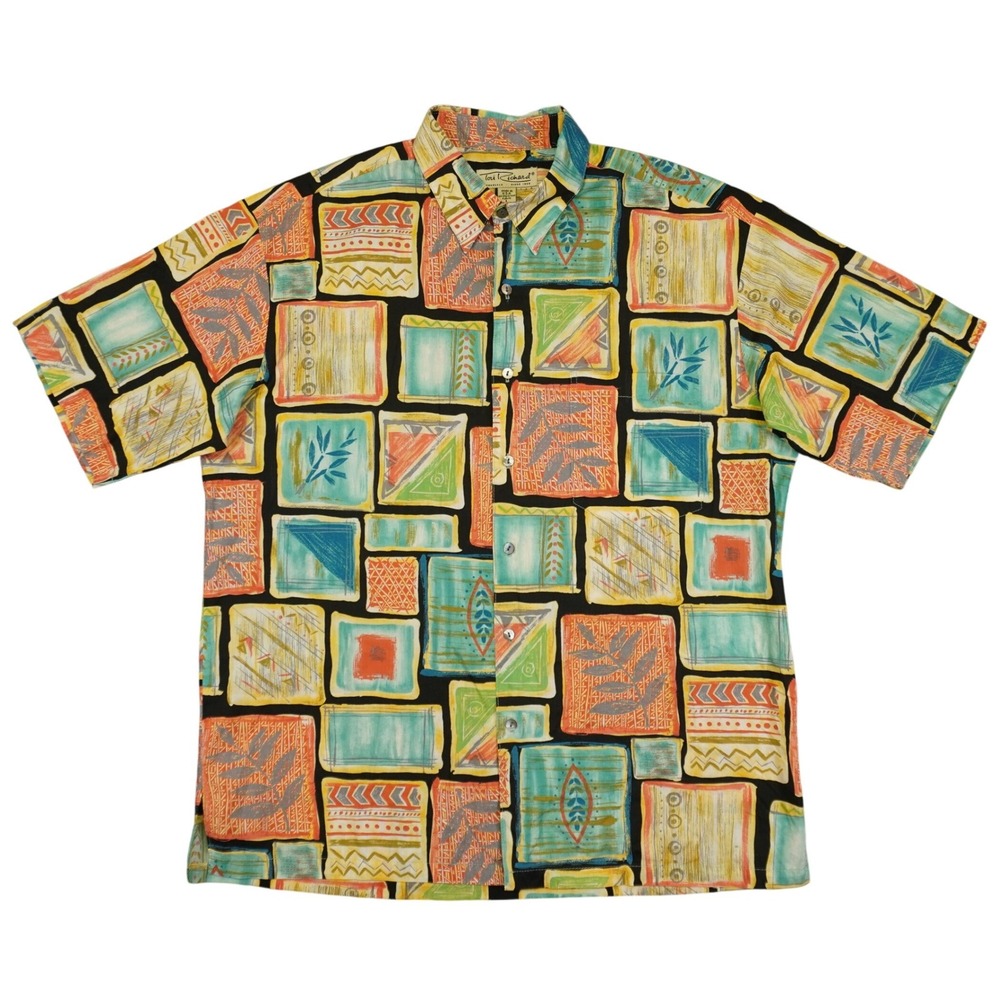 Tori Richard Button Up Shirt Mens L Multicolor Abstract Geometric Cotton Lawn